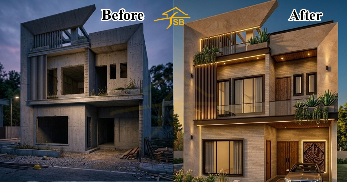 Double Story 8 Marla House Front Design